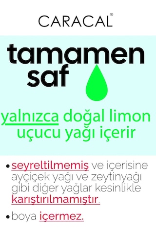 Caracal %100 Saf Limon Yağı Limon Kabuğu Uçucu Yağı 10ml Katkısız Ve Doğal Limon Yağı 10 ML