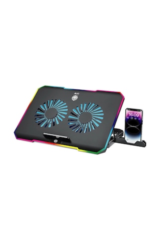 Miaxtreme Siyah Rgb 2 Fanlı 9-17" Inç 1.200rpm Telefon Tutacaklı Notebook Dizüstü Soğutucu Stand