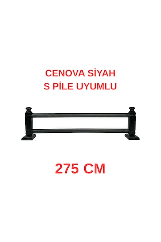 Cenova S Pile Ve Perde Düğmesi Uyumlu Çetray Çift Raylı Modern Ahşap Rustik Siyah 275 Cm Siyah