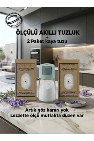 Akıllı Tuzluk+2 Paket Kaya Tuzu Açık Yeşil