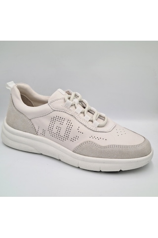 Greyder 34590 Kirli Beyaz Hakiki Deri Kadın Günlük Casual Sneaker Kirli Beyaz
