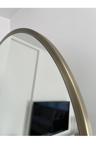 Effe Pirinç Eskitme Çerçeveli 180x70 Cm Ayaklı Oval Boy Aynası