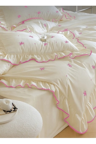 Uçkan Home %100 Pamuk Soft Elegance Çift Kişilik Nevresim Seti Pembe --UH-00057