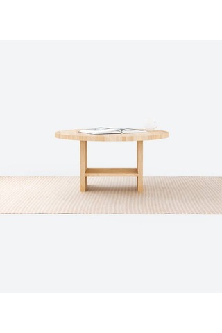 Masif Ağaç Yuvarlak Orta Sehpa Büyük Ve Küçük Set Naturel