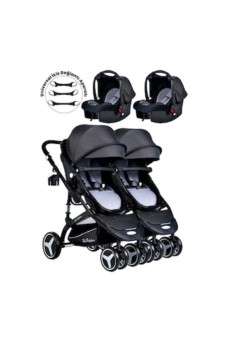 Baby Home 945 Ayrılıp Birleşebilen Travel Sistem İkiz Bebek Arabası