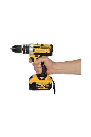 Mager 21 V Çelik Mandren Darbeli Terazi Göstergeli Çift Akülü Çantalı Vidalama Matkap 26 Parça  Set