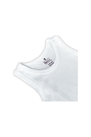 Novibaby 5'li 18-24 Ay Ribana Bebek Atlet Body Zıbın Beyaz Raporlu Çıtçıtlı 100% Pamuk Beyaz