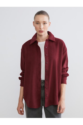 Lcwaıkıkı Classic Bordo Oversize Kadın Oduncu Gömlek Ceket
