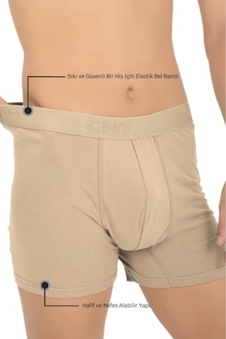 Cnt Erkek Boxer Likralı 6'lı Ten Rengi Premium Paket Trendybee Desenli Desenli