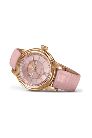 V.1.33.2.258.4 Pembe Deri Kayışlı 36 Mm Kadın Kol Saati Safir Cam 2 Yıl Garantili Pembe-rose - 860619371 Metalik