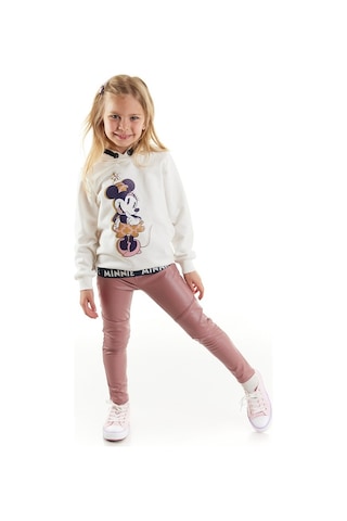 Minnie Mouse Supermino Minnie Lisanslı Kız Çocuk Kapüşonlu Sweatshirt Ve Deri Tayt 2'Li (552858168)