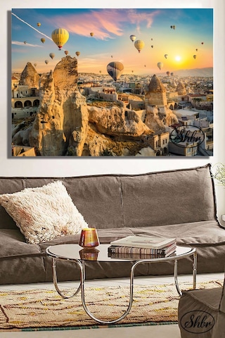 Tekli, Yatay, Kanvas, Dekoratif, Duvar, Tablosu , Kapadokya, Gün Doğumu Balon Turu,