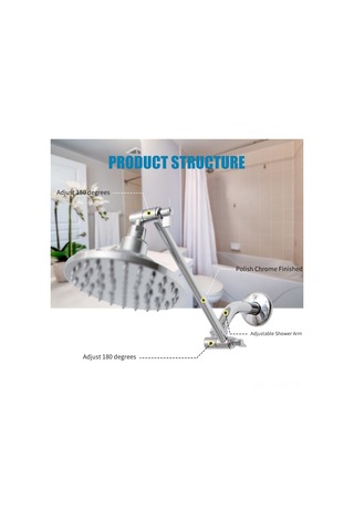 Yunboo Brass G1/2 Banyo Duş Kolu Uzantısı - 11 İnç Açı Ayarlanabilir 180 - Krom Kaplama - Ev/otel Kullanıma Uygun Diğer