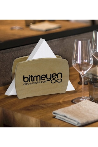 Restoran & Cafe & Barlara Özel Logolu Lüks Ahşap Peçetelik