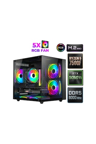 Xaser Sage X90 R5-7500F 16 GB 512 GB SSD 16 GB RTX5060Ti Masaüstü Oyuncu Bilgisayarı