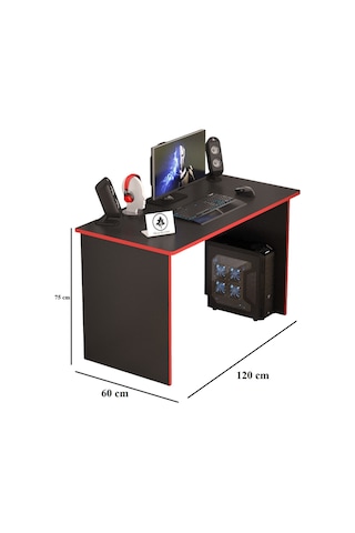 Düz Oyuncu Masası Gamer Masası 120x60 Cm Siyah