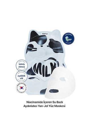 Editb Niasinamid İçeren Su Bazlı Aydınlatıcı Yarı Jel Yüz Maskesi EDIT.B Waterfull Gummy Mask MILK