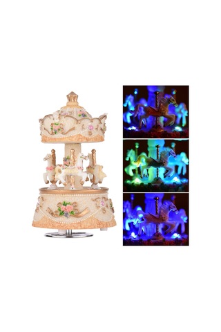 Sarı Ammoon Müzik Kutusu Atlıkarınca At Tek Boynuzlu At Renk Değişimi Led Işık Işıklı Dönen En Iyi Hediye