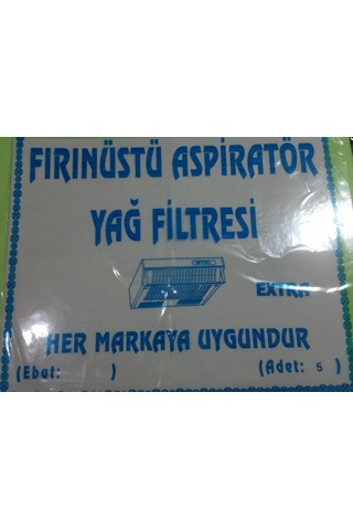 Fırın Üstü Aspiratör Filitresi 5 Ad