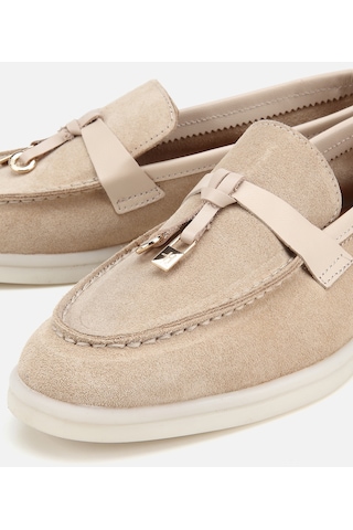 Hotiç Kadın Süet Deri Bej Tokalı Günlük Loafer 01ayh325070a310 01ayh325070a310
