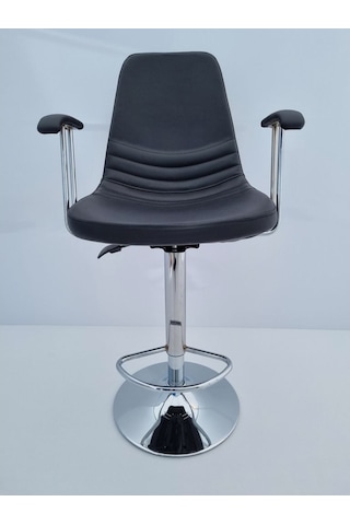 Bintaşmobilya Siyah Deri Rahat Kollu Bar Sandalyesi