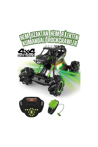 Işıklı Sesli Müzikli Şarjlı Bilek Kumandalı Drift Atan 4x4 Canavar Oyuncak Off-road Aracı Çok Renkli
