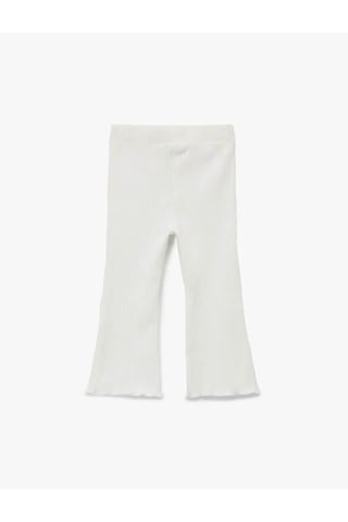 Koton Pamuklu Beli Lastikli Basic Kadife İspanyol Paça Ekru Kız Bebek Tayt 6wmg40009ak Ekru