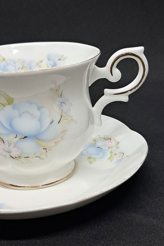 Fine Bone China Mavi Satsuma Desenli Vintage Çay Fincanı