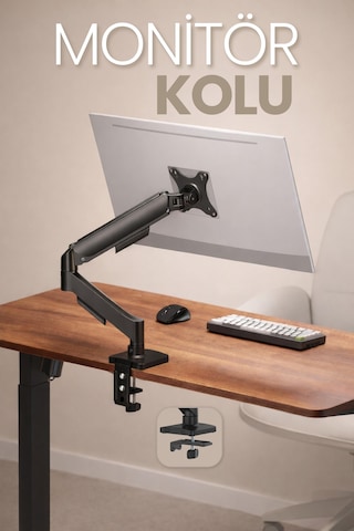 Tek Kollu Monitör Kolu Vesa Uyumlu Hareket Ayarlanabilir Monitör Standı 17-32" 9kg Kapasite Tutucu