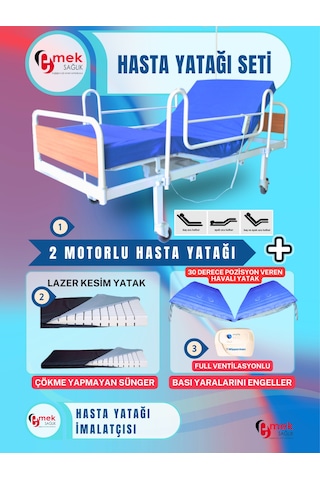 2motorlu Ekonomik Hasta Karyolası Pozisyon Veren Havalı Yatak Set