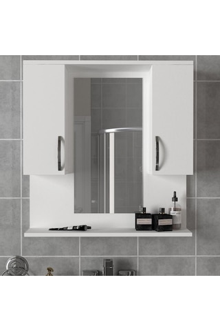 Dekorister Tiger Aynalı Banyo Etajer Beyaz Çok Renkli