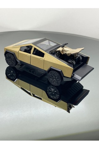 Tesla Cyber Truck 1:32 Ölçek Metal Çek Bırak 12 Cm Oyuncak Araba - Sarı