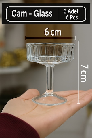 6 Lı Lokumluk Şekerlik Ve Reçellik Seti Şık Sunum Ve Kahve Yanı Lokumluk Şeffaf Cam