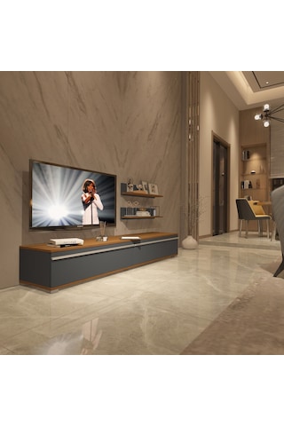 Decoraktiv Eko 4 Mdf Std Tv Ünitesi Tv Sehpası Ceviz - Antrasit