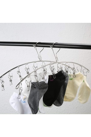 Paslanmaz Çelik Askılık - Çorap Kurutma Askısı - Havlular, İç Çamaşırları Ve Eşarplar İçin 10 Tutucu Klipsli Diğer