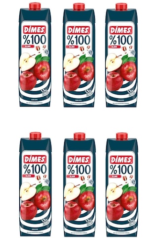 Dimes %100 Elma Meyve Suyu 1 Lt X 6 Adet