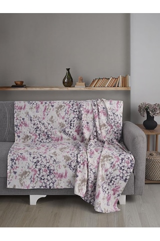 Tek Kişilik Baskılı Pike Koltuk Örtüsü Breeze 180x230 Cm Pudra