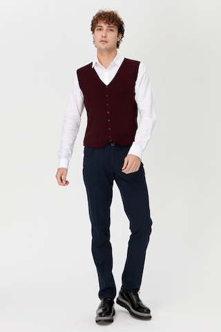Erkek V Yaka İnce Triko Yelek Bordo Bordo