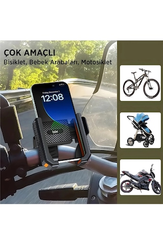 Gidon Bağlantılı Bisiklet Motosiklet İçin Esnek Abs 4-7.8 İnç Telefon Tutucu 360 Dönebilen Tasarım 1
