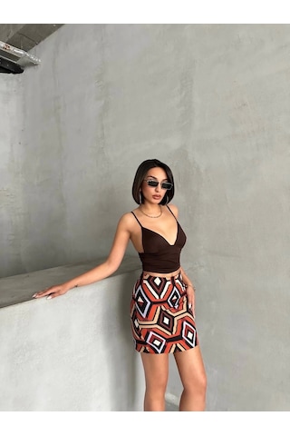 Etnik Desen Etek Kırmızı