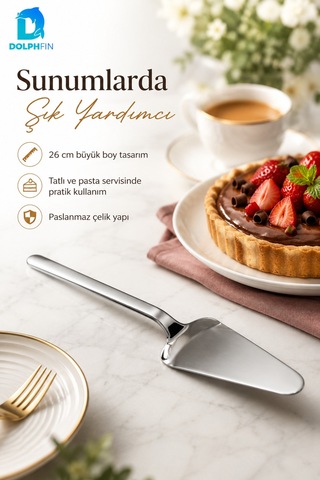 26 Cm Paslanmaz Çelik Pasta Servis Spatulası Kek Turta Börek Servis Küreği Inox