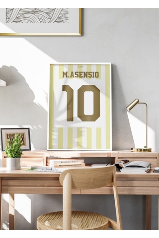 M.asensio 10 Yeni Sarı Beyaz Poster Tablo Beyaz Çerçeveli