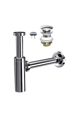 Suera Moon Ayarlanabilir Lavabo Sifonu + Qualis Pop-up Set Krom- Taşma Delikli