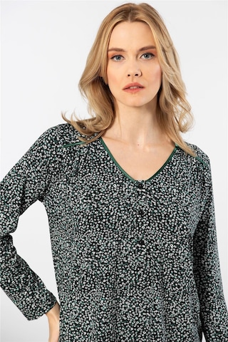 Türen 3382 Kadın Çiçekli Uzun Kollu Patlı Pijama Takımı-yeşil YESIL