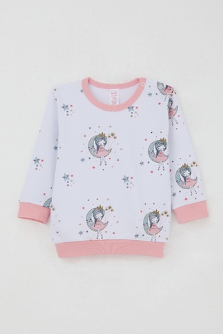 Breeze Kız Bebek Eşofman Takım Omuzdan Patlı Hayalci Kız Desenli 4 Ay-1 Yaş, Beyaz Beyaz