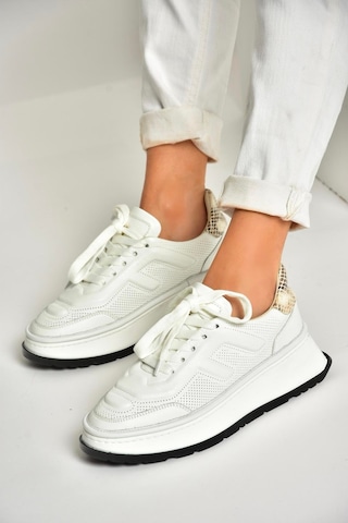 Fox Shoes U555605603 Beyaz Hakiki Deri Kalın Tabanlı Spor Ayakkabı Sneakers Beyaz-hakiki Deri