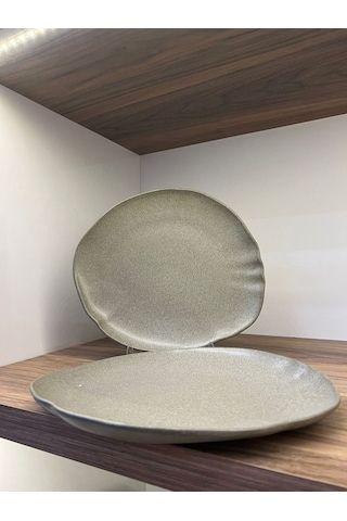 2'li Adelfa Tone Oval Plate 30 Cm Kahvaltılık Sunum Tatlı Sunum Pasta Servis Gourmet Sunum Çok renkli
