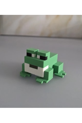 Minecraft Tarzı Dekoratif Kurbağa Figürü Piksel Tasarım Mini Oy