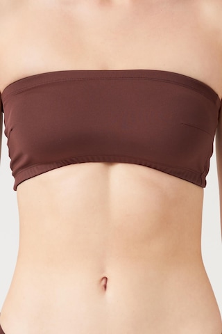 Straplez Crop Top Büstiyer Koyu Kahverengi Koyu Kahve