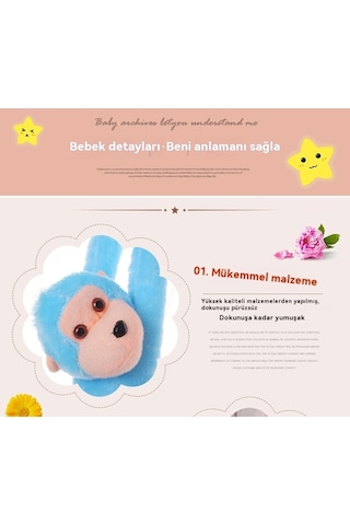 Renkli Gibbon Maymun Peluş Oyuncak Bebek-mor